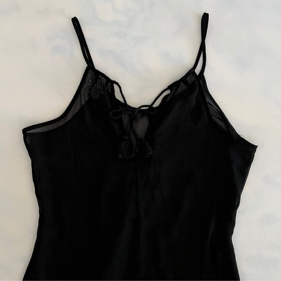 Old Navy Black Sheer Tassel Asymmetric Hemline Coverup Dress - Picture 4 of 7